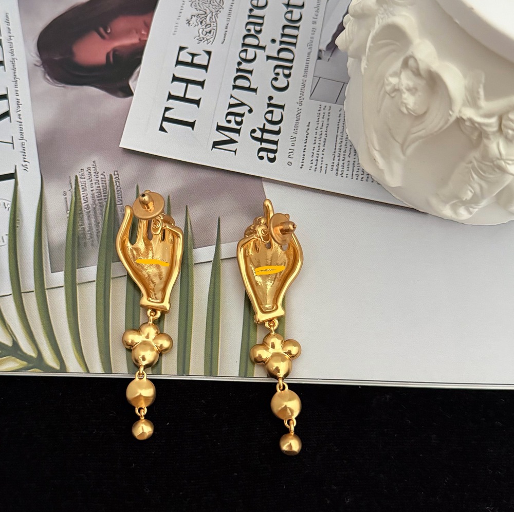Schiaparelli Diamond-Inlaid Gilded Ear Studs - Picture 4 of 4
